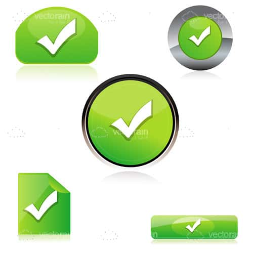 Green Check Sign Icon Set